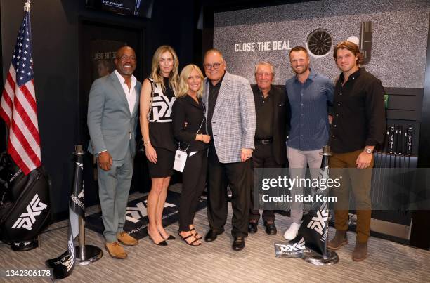 Darius Rucker, Anna Rawson, Renee Parsons, Bob Parsons, Gary Player, Wyndham Clark, and Blair Wheeler attend the PXG Dallas Grand Opening at PXG...