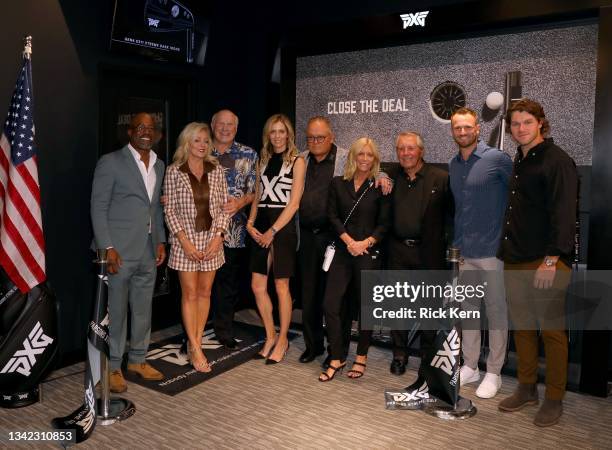 Darius Rucker, Tammy Bradshaw, Terry Bradshaw, Anna Rawson, Bob Parsons, Renee Parsons, Gary Player, Wyndham Clark, and Blair Wheeler attend the PXG...