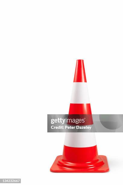 traffic bollard/cone on white background with copy - safety cone stock pictures, royalty-free photos & images