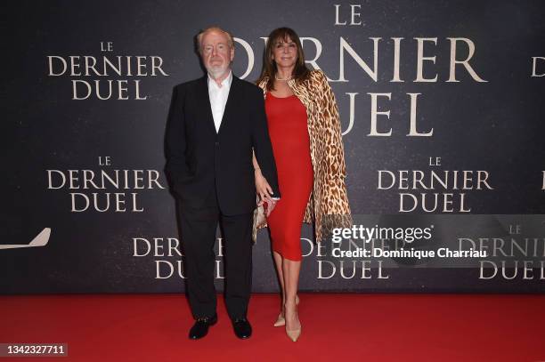 Ridley Scott and Giannina Facio attend the French premiere of 20th Century Studios' "The Last Duel" at cinema Gaumont Champs Elysees on September 24,...