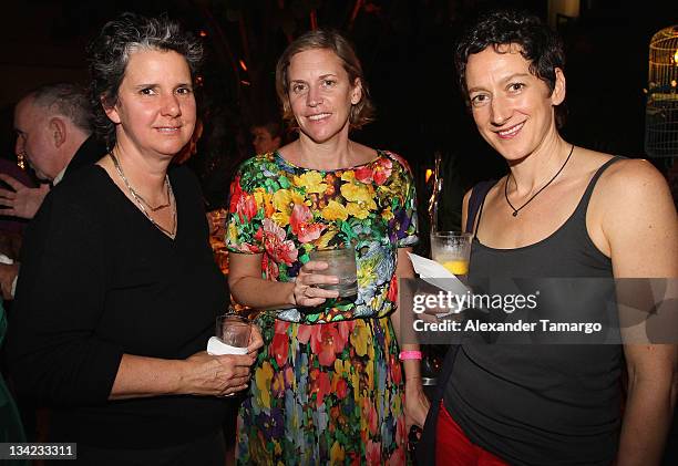 Kim Hostler, Suzanne Demisch, and Juliet Burrows attend Design Miami 2011 welcome cocktail event at W South Beach on November 28, 2011 in Miami...