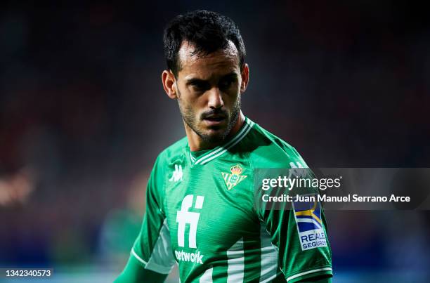 Juan Miguel Jimenez 'Juanmi' of Real Betis Balompie reacts during the La Liga Santander match between CA Osasuna and Real Betis at Estadio El Sadar...