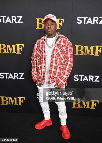 DaBaby attends STARZ Series "BMF" World Premiere at Cellairis Amphitheatre at Lakewood on September 23, 2021 in Atlanta, Georgia.