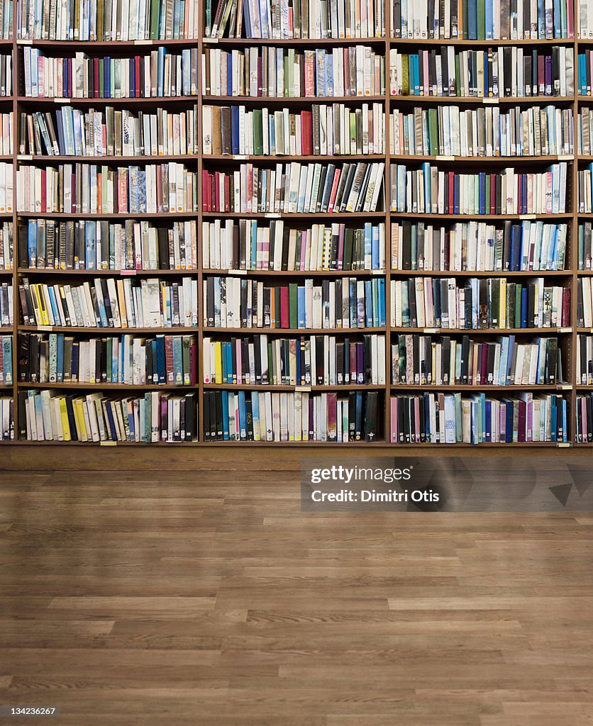 Library of books without titles or branding