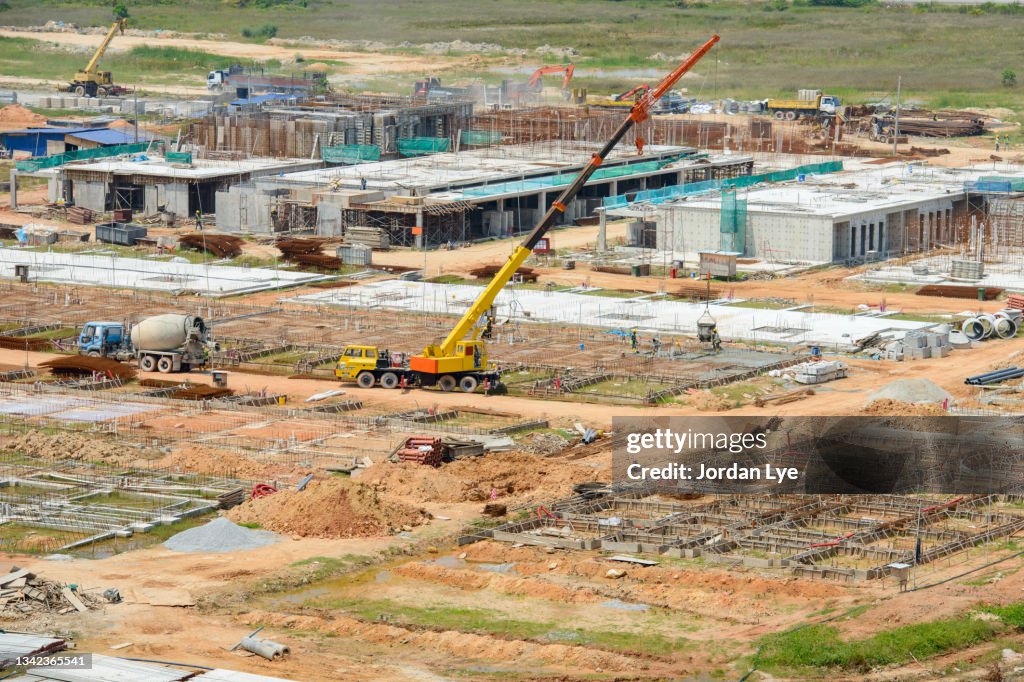 Aerial view of construction site