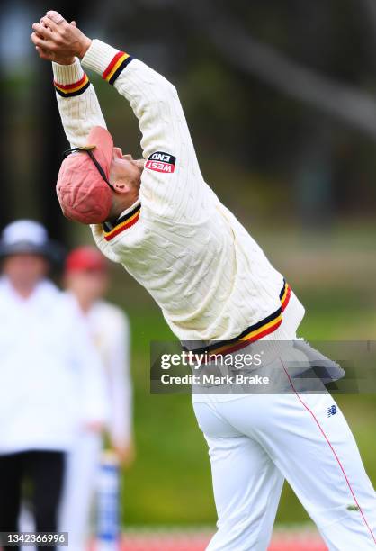 Jake Lehmann of the Redbacks catches Josh Philippe of Western Australia during day two of the Sheffield Shield match between South Australia and...