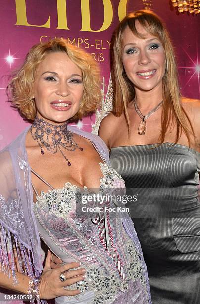 Marlene Mourreau and her sister Madison Mourreau attend Les Trophees De La NuIt 2011 Ceremony at the Lido on November 28, 2011 in Paris, France.