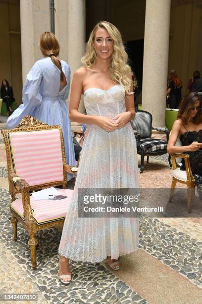 Alice Campello is seen on the front row of the Ermanno Scervino fashion show during the Milan Fashion Week - Spring / Summer 2022 on September 25,...