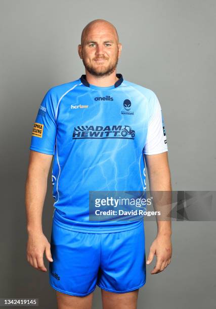 Matt Garvey poses for a portrait during the Worcester Warriors Squad Photocall for the 2021-2022 Gallagher Premiership Rugby season on September 08,...