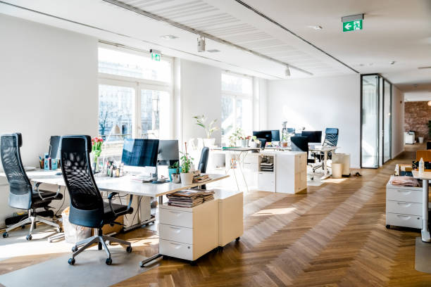 modern bright office space - modern stock pictures, royalty-free photos & images