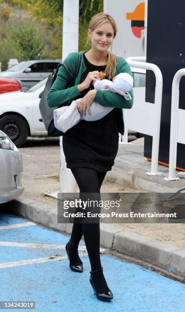 Alba Carrillo and her son Lucas Nieto are seen on November 29, 2011 in Madrid, Spain.