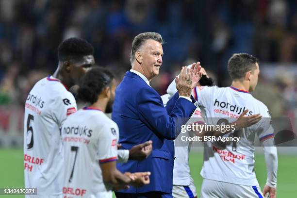 Louis van Gaal clap his hands during the Dutch Keuken Kampioen Divisie match between Telstar and AZ U23 at Buko Stadion on September 24, 2021 in...