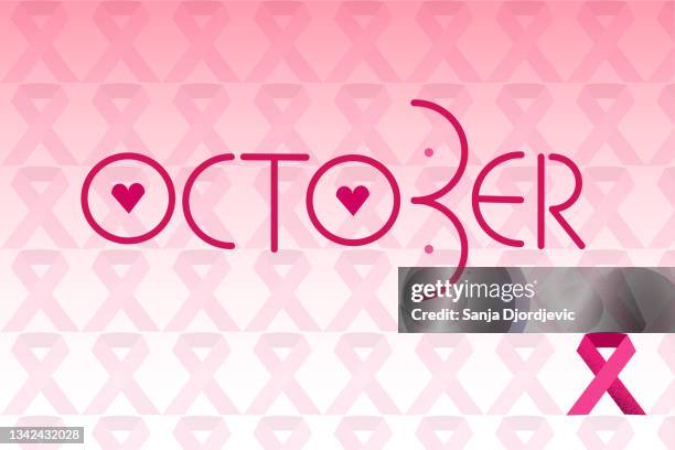 illustrations, cliparts, dessins animés et icônes de contexte de l’affiche du mois de la sensibilisation au cancer du sein - octobre rose