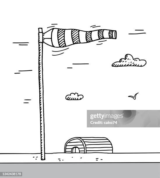 hand drawn wind sock - windsock stock illustrations