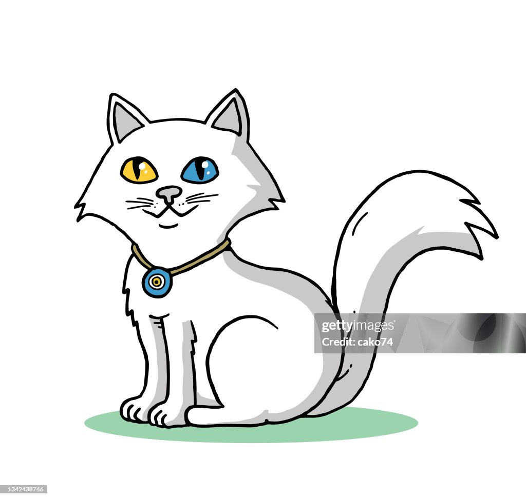 Turkish Van cat cartoon illustration