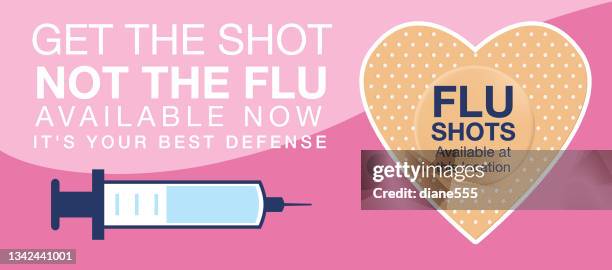 flu shot web banner - vaccine sticker stock illustrations