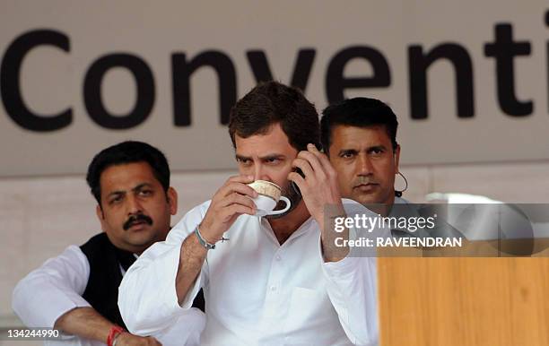 Congress Party General Secretary Rahul Gandhi attends the Indian Youth Congress National convention in New Delhi on November 29, 2011. The Congress...