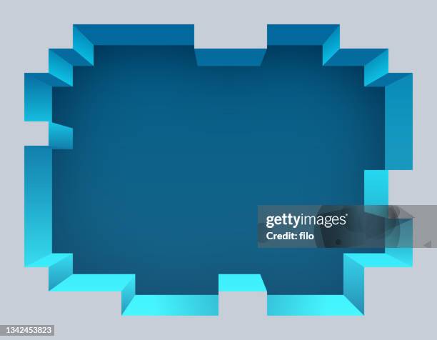 stockillustraties, clipart, cartoons en iconen met video game pixel frame digital background - hollow