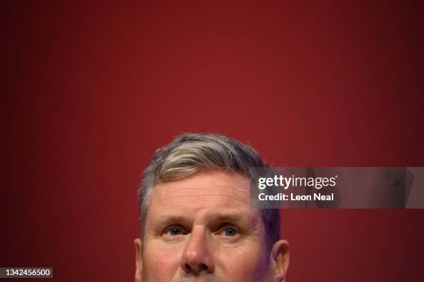 Labour Party leader Sir Keir Starmer listens to speeches on day one of the Labour Party conference on September 25, 2021 in Brighton, England. Labour...