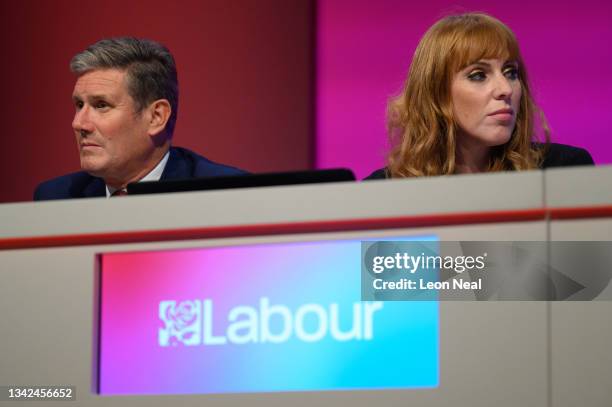 Labour Party leader Sir Keir Starmer and Deputy Leader Angela Rayner, on day one of the Labour Party conference on September 25, 2021 in Brighton,...