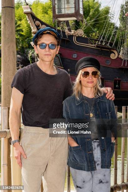 Raphaël and Mélanie Thierry attend the Halloween Disney Festival at Disneyland Paris on September 25, 2021 in Paris, France.