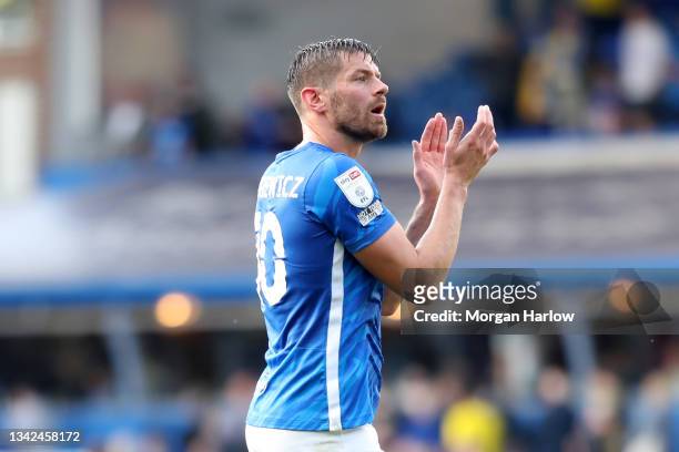 Lukas Jutkiewicz of Birmingham City shows his appreciation to the crowd after the Sky Bet Championship match between Birmingham City and Preston...