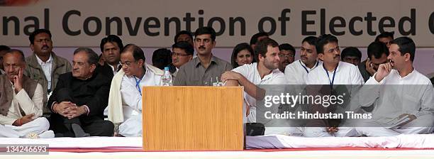 General Secretary Rahul Gandhi with Union Home minister P Chidambaram and other congress leaders attends the Youth party's national level convention...