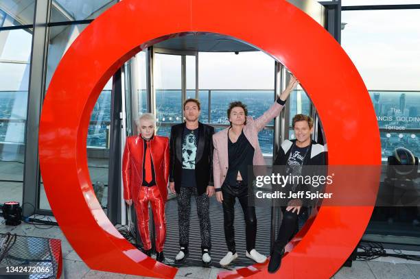 Simon Le Bon, Roger Taylor, Nick Rhodes and John Taylor of Duran Duran pose ahead of their performance during Global Citizen Live at Sky Garden on...