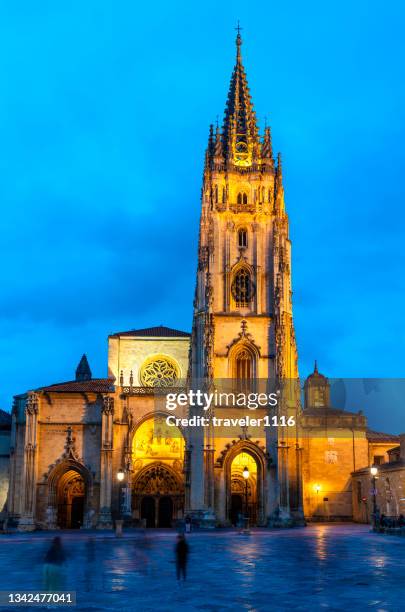 oviedo cathedral in oviedo, spain - oviedo imagens e fotografias de stock