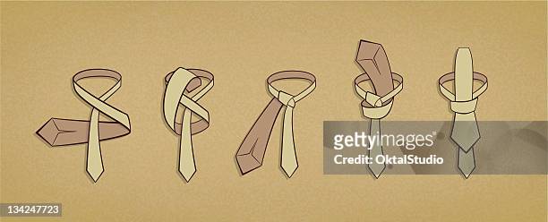 stockillustraties, clipart, cartoons en iconen met tying a tie - stropdas