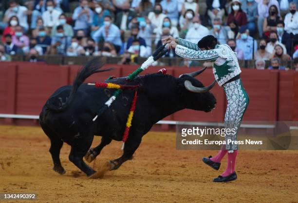 Banderillero of Miguel Angel Pereda, in the 7th of abono of the fair of San Miguel 2021, with bulls of Gracigrande, on September 25, 2021 in Seville .