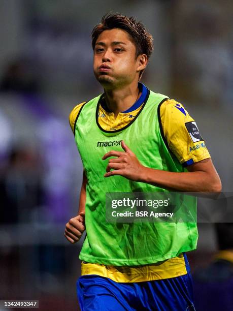 Ko Matsubara of STVV during the Jupiler Pro League match between K. Beerschot V.A. And STVV at Olympisch Stadion on September 13, 2021 in Antwerp,...