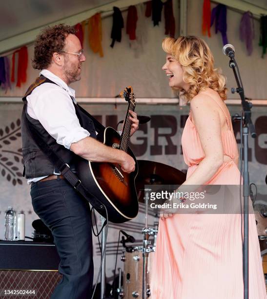 Tim Jones and Emily West perform onstage during day one of the Pilgrimage Music & Cultural Festival on September 25, 2021 in Franklin, Tennessee.
