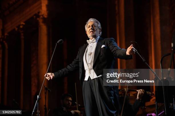 The tenor Placido Domingo performs during a concert within the framework of the Stone.