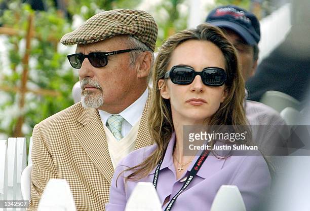 Actor Dennis Hopper and his wife Victoria Duffy watch the "Parade of Elegance" at the 2002 Pebble Beach Concours d'Elegance August 18, 2002 in Pebble...