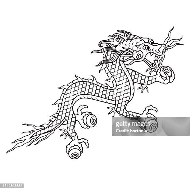 illustrazioni stock, clip art, cartoni animati e icone di tendenza di simbolo del regno del bhutan druk (drago del tuono) - dragon tattoos