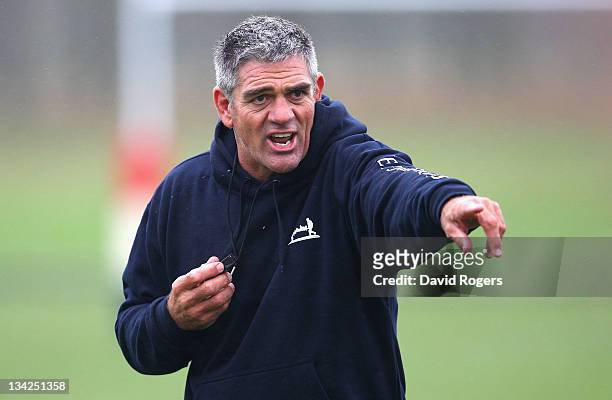 Nick Mallett, coach of the Southern Hemisphere team issues instructions during the Help for Heroes Rugby Challenge training session held at Tedworth...