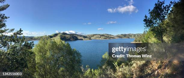 looking over briones reservoir - reservoir stock pictures, royalty-free photos & images