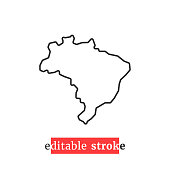 minimal editable stroke brazil map icon