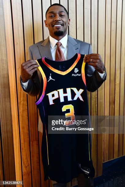 Bradley Beal of the Phoenix Suns poses for a photo on June 29 at the Footprint Center in Phoenix, Arizona. NOTE TO USER: User expressly acknowledges...