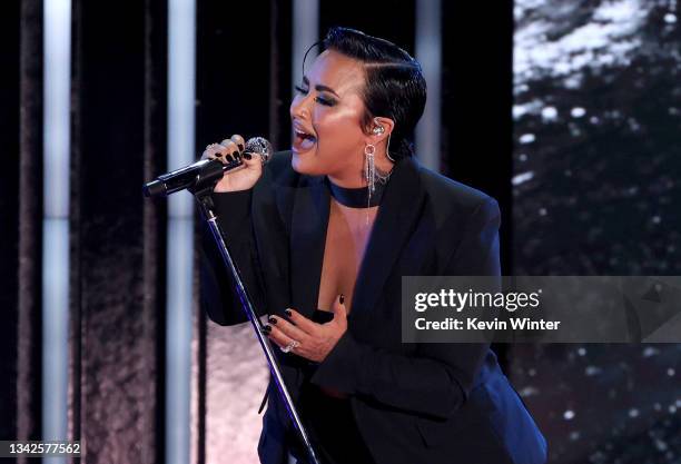 Demi Lovato performs onstage during Global Citizen Live on September 25, 2021 in Los Angeles, California.