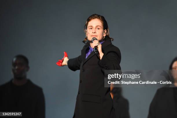 Christine and the Queens performs on stage during the Global Citizen Live, Paris on September 25, 2021 in Paris, France.