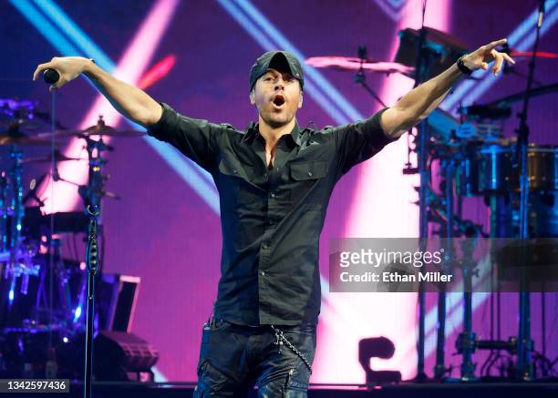 Singer/songwriter Enrique Iglesias performs on opening night of the Enrique Iglesias and Ricky Martin Live in Concert tour at MGM Grand Garden Arena...