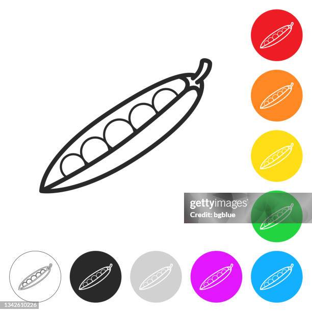 エンドウ。異なる色のボタンのフラットアイコン - エンドウマメの鞘点のイラスト素材／クリップアート素材／マンガ素材／アイコン素材