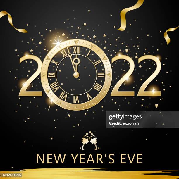 stockillustraties, clipart, cartoons en iconen met 2022 new year’s eve countdown party - midnight