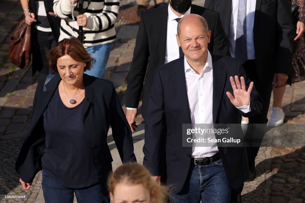 Olaf Scholz, SPD Chancellor Candidate, Votes In Federal Elections