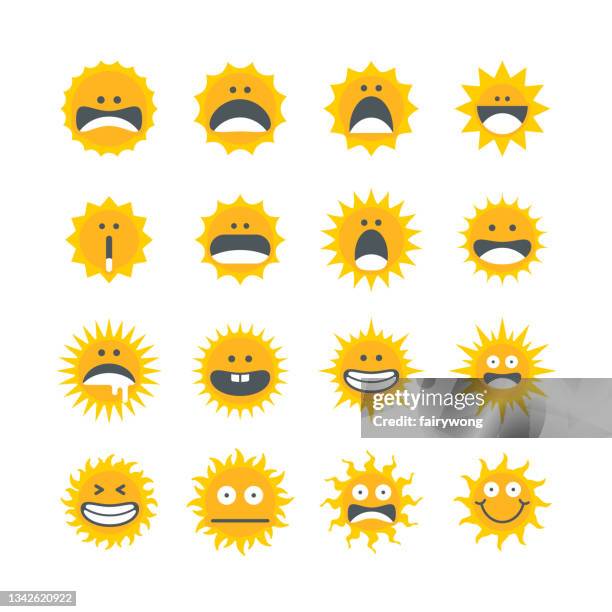 stockillustraties, clipart, cartoons en iconen met happy funny smiley sun - face happy sun