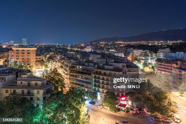 athens city skyline at dusk, greece - marble hill house stock pictures, royalty-free photos & images