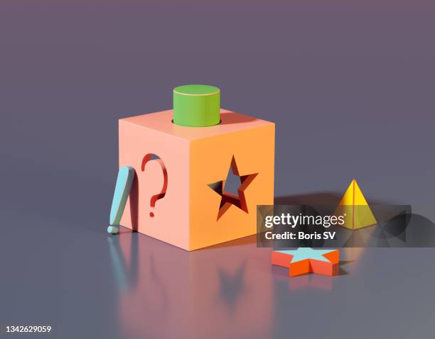 shape sorter with question mark - punctuation mark stockfoto's en -beelden