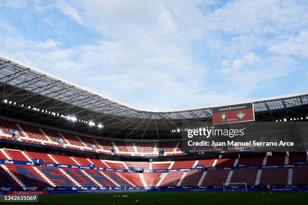 Willian Jose Da Silva of Real Betis Balompie celebrates after scoring goal during the La Liga Santander match between CA Osasuna and Real Betis at...